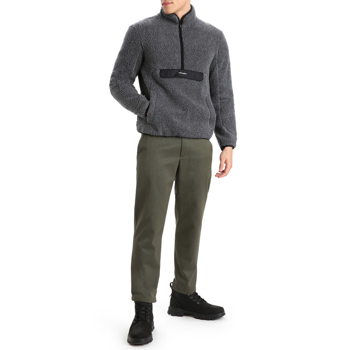 Icebreaker RealFleece™ High Pile Long-Sleeve Half Zip Top - Men's Gritstone Heather/Black