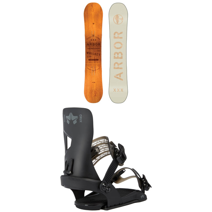 Arbor Whiskey Snowboard 2020 + Rome Crux SE Snowboard Bindings 2022
