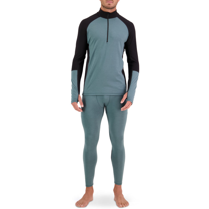 MONS ROYALE Olympus Half Zip Top - Men's Burnt Sage/Black