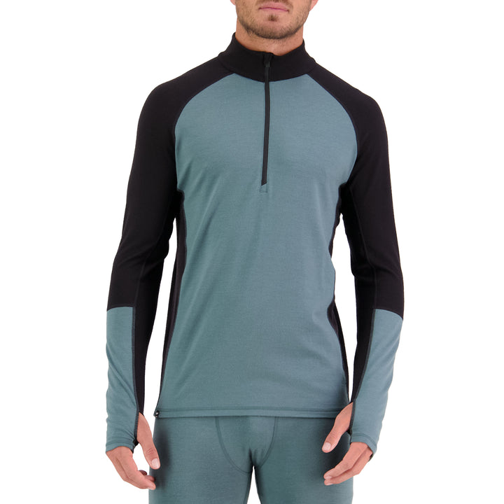 MONS ROYALE Olympus Half Zip Top - Men's Burnt Sage/Black