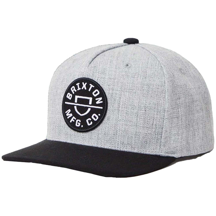 Brixton Crest C MP Snapback Hat - Kids' Light Heather Grey/Black