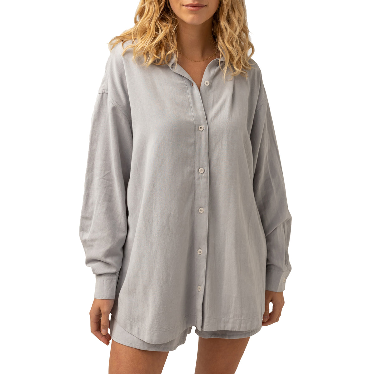 Rhythm Classic Oversized Shirt - Women's Ocean Blue