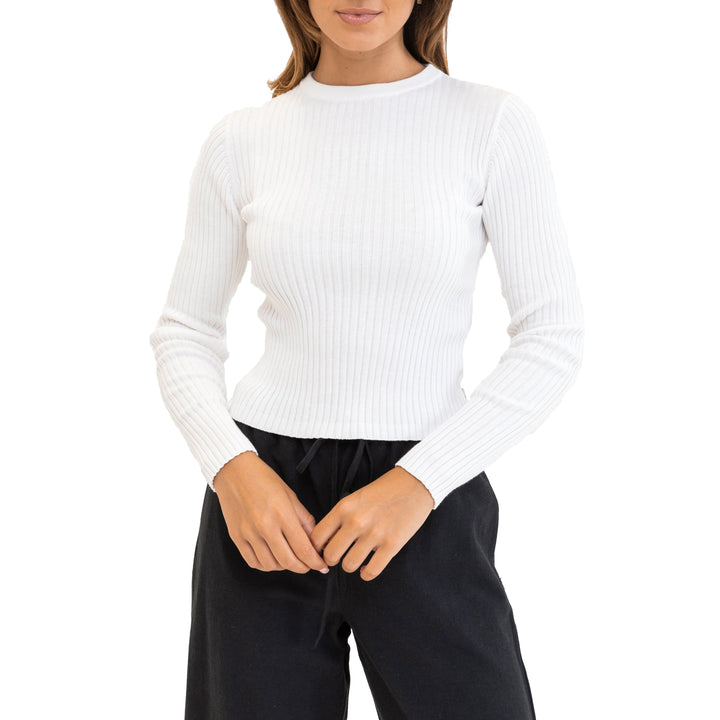 Rhythm Classic Knit Long Sleeve Top - Women's White