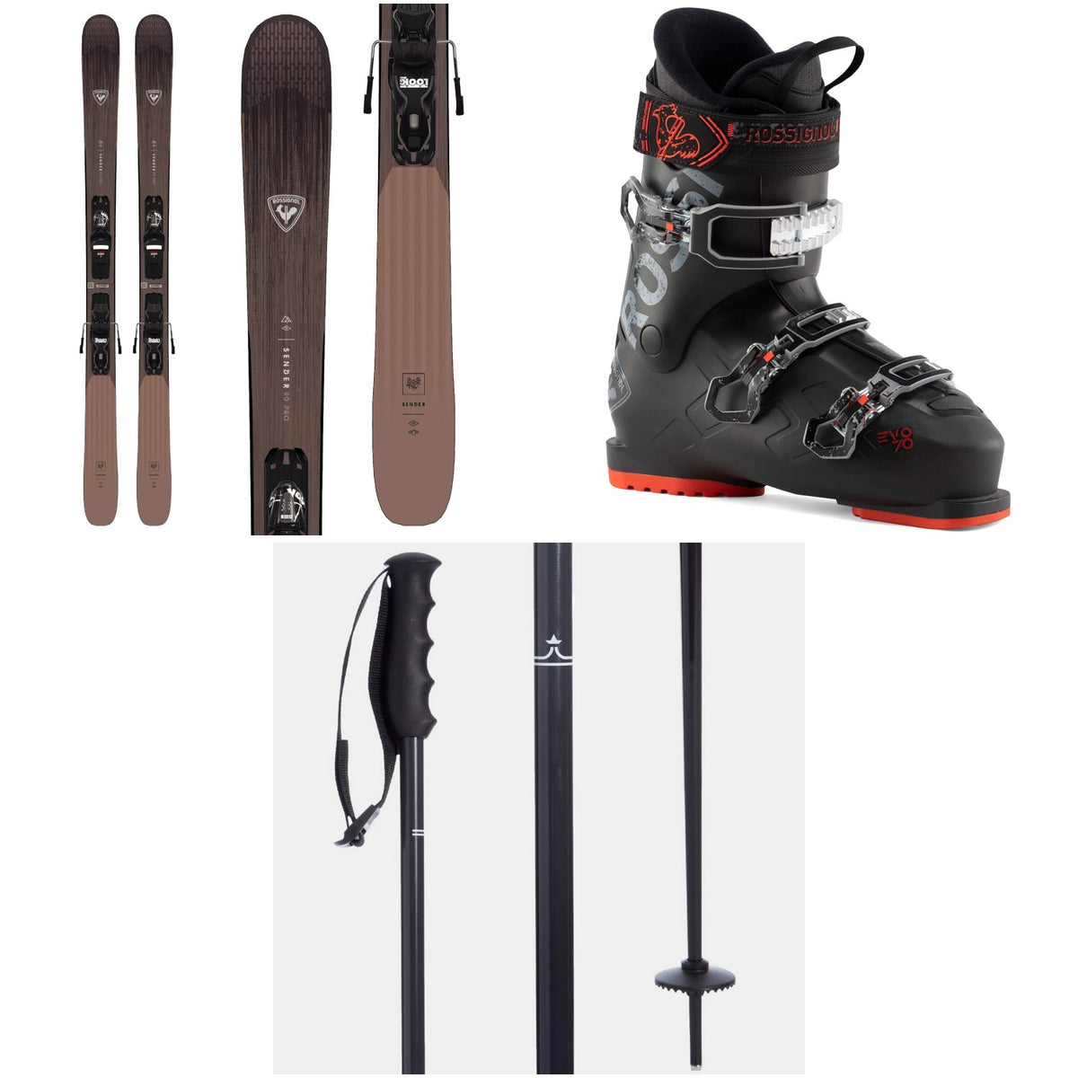 Rossignol Sender 90 Pro Skis + Xpress 10 GW Bindings + Evo 70 Ski Boots 2023 + evo Merge Ski Poles 2023