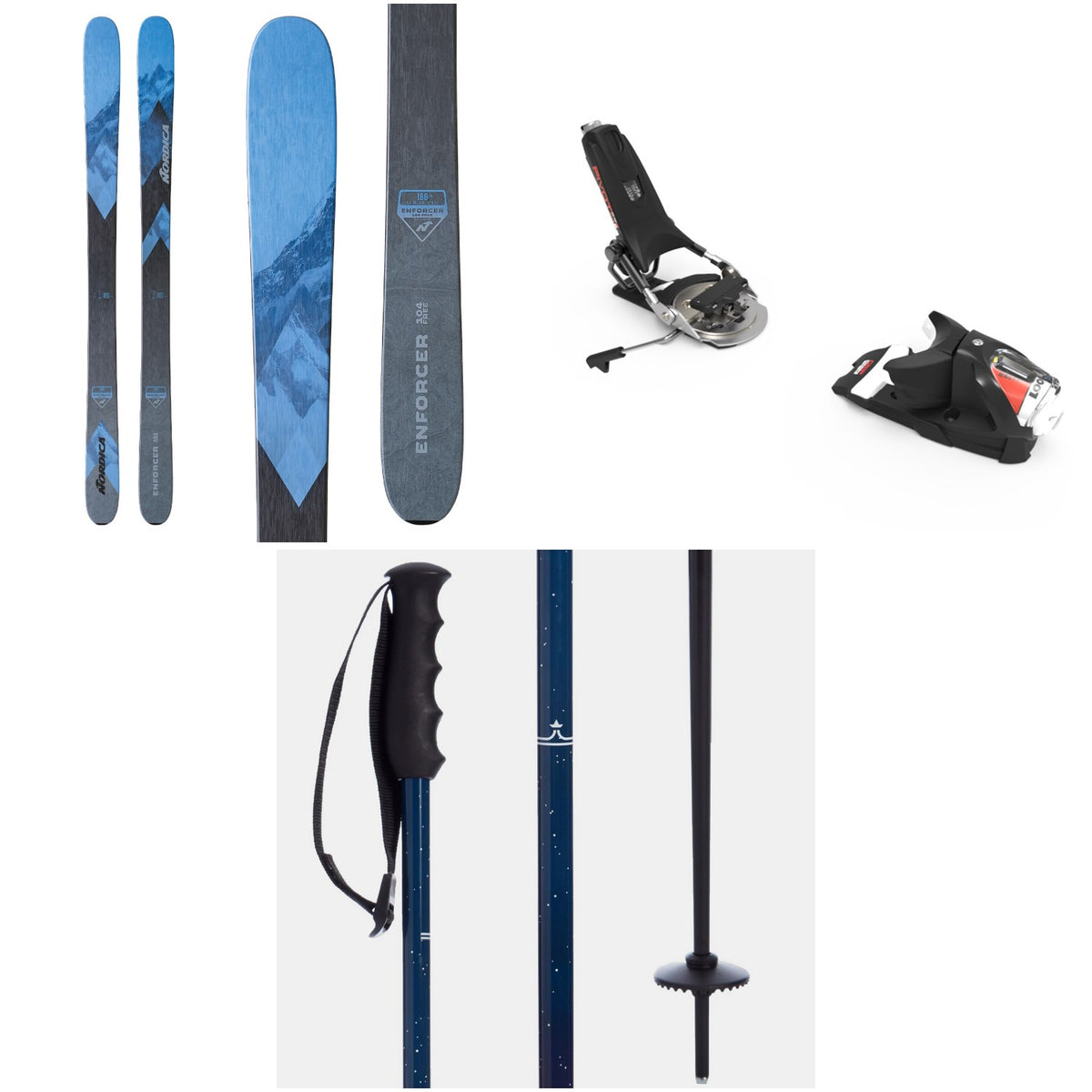 Nordica Enforcer 104 Free Skis + Look Pivot 14 GW Ski Bindings + evo Merge Ski Poles 2023