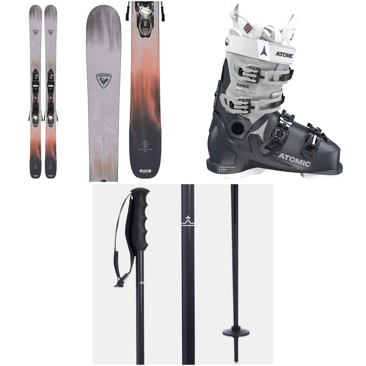 Rossignol Rallybird 90 Pro Skis + Xpress 10W GW Bindings + Atomic Hawx Ultra 95 S W GW Ski Boots - Women's + evo Merge Ski Poles 2023