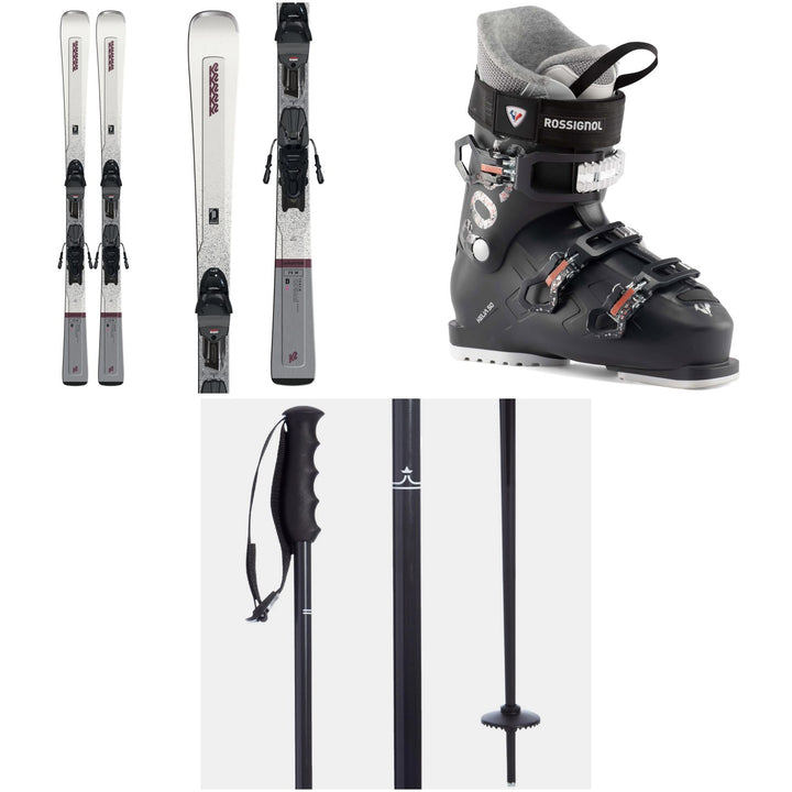 K2 Disruption 75 Skis + ERP 10 Bindings + Rossignol Kelia 50 Ski Boots - Women's + evo Merge Ski Poles 2023