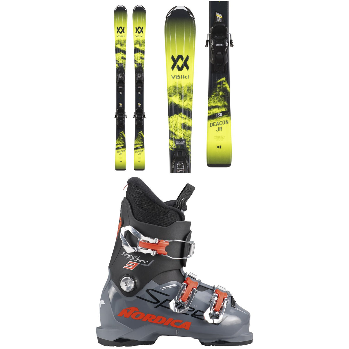 Völkl Deacon Junior Skis + 7.0 vMotion Jr Bindings + Nordica Speedmachine J 3 Ski Boots - Kids' 2023