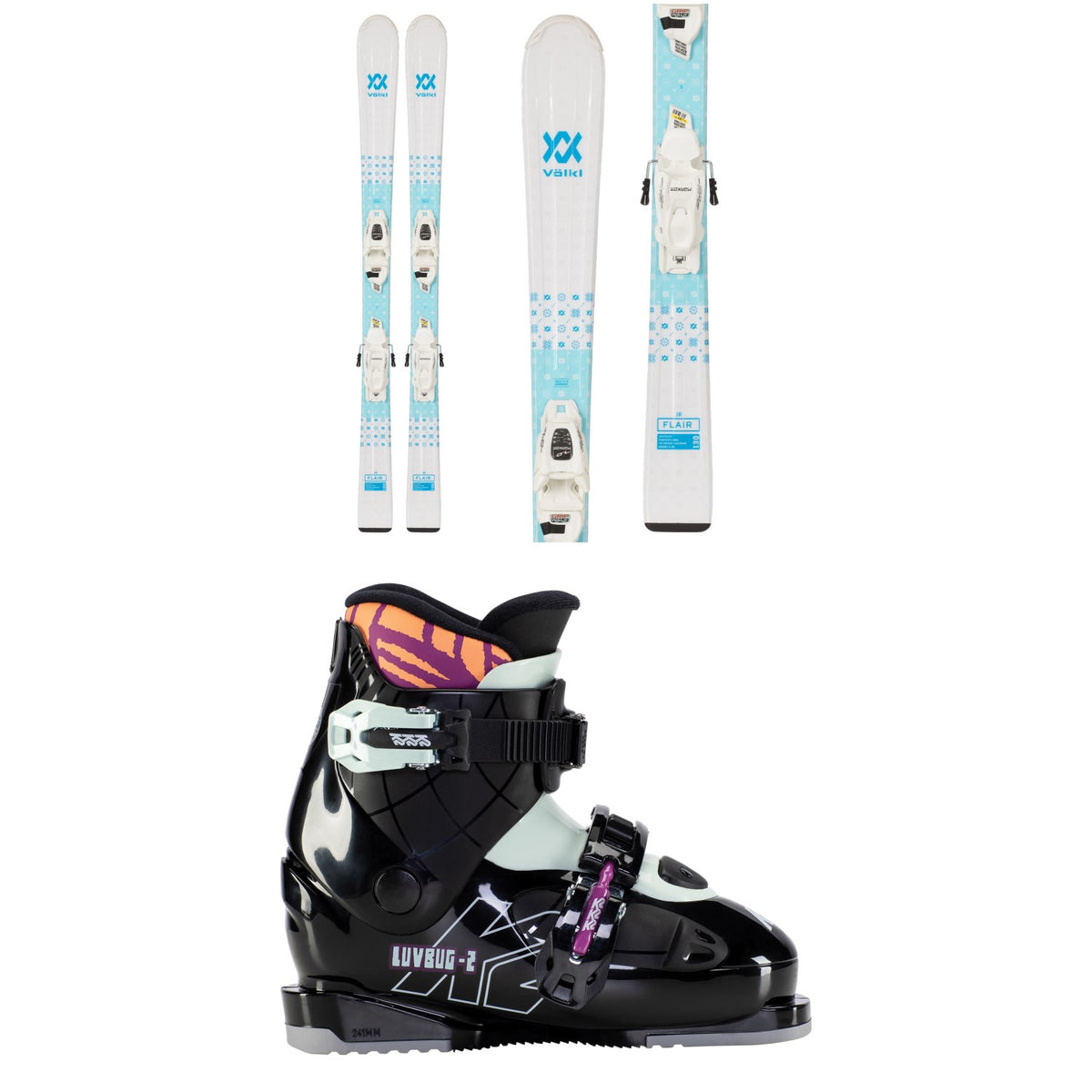Völkl Flair Jr Skis + vMotion 4.5 GW Bindings + K2 Luvbug 2 Ski Boots - Kids' 2023