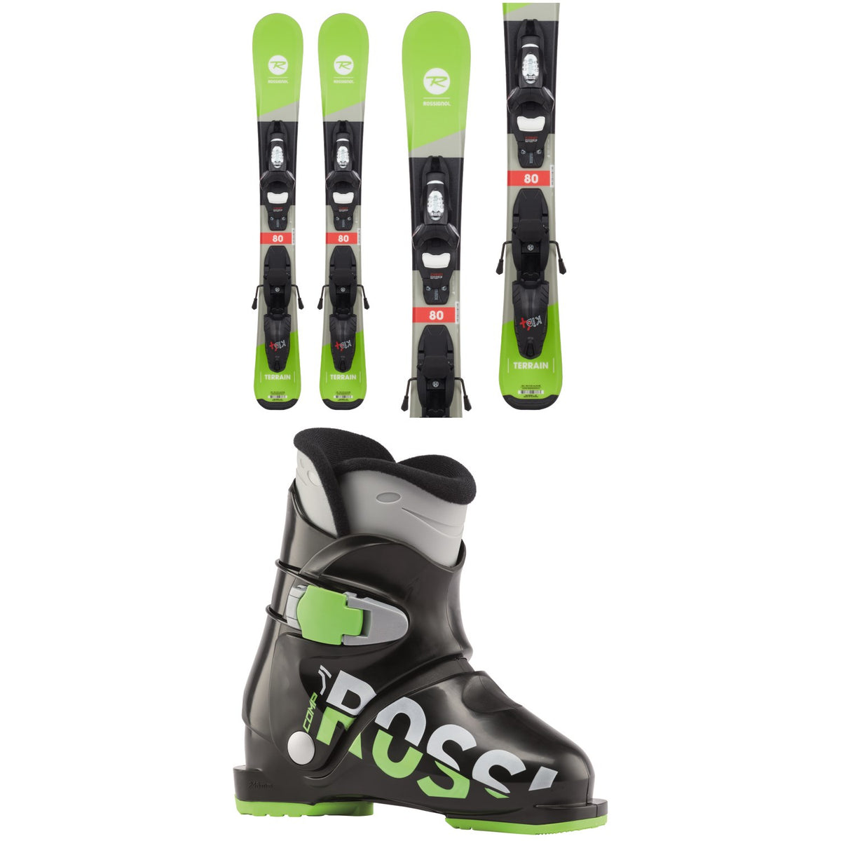 Rossignol Terrain Skis + Look Kid-X 4 Bindings + Rossignol Comp J1 Ski Boots - Kids' 2020