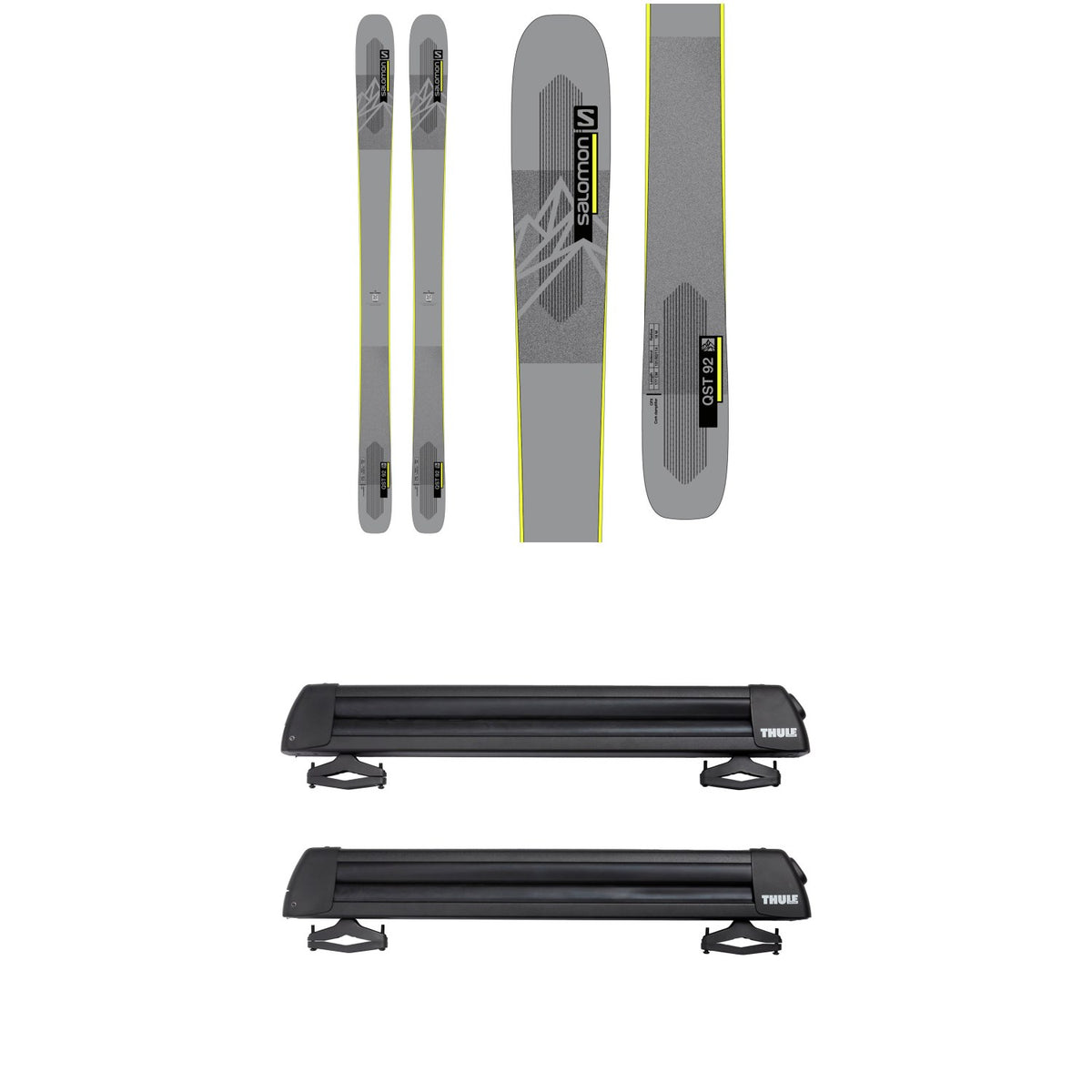 Salomon QST 92 Skis 2022 + Thule Classic Ski & Snowboard Rack with Locks