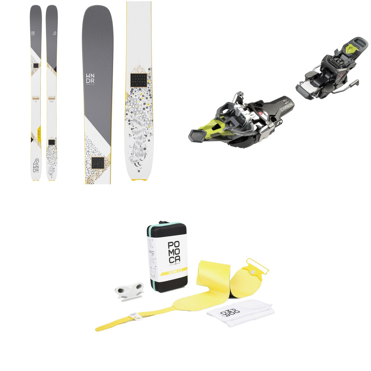 WNDR Alpine Vital 100 Camber Skis + Fritschi Tecton 12 Alpine Touring Ski Bindings + Pomoca Climb 2.0 Climbing Skins 2022