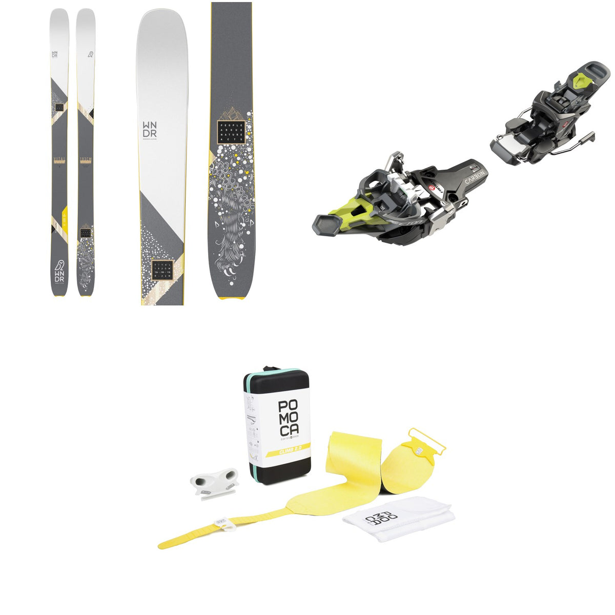 WNDR Alpine Vital 100 Reverse Camber Skis + Fritschi Tecton 12 Alpine Touring Ski Bindings + Pomoca Climb 2.0 Climbing Skins 2022