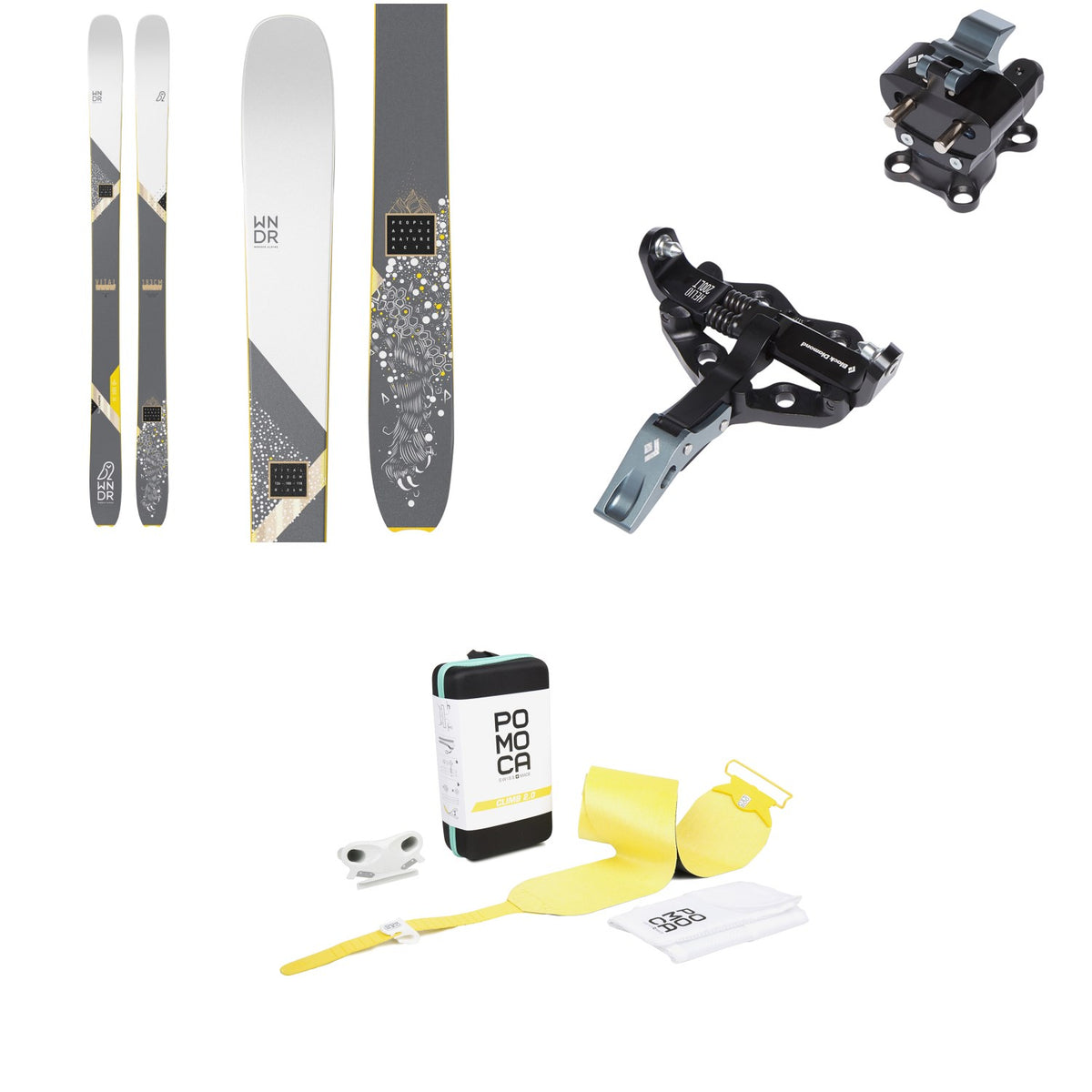 WNDR Alpine Vital 100 Reverse Camber Skis + Black Diamond Helio 200 LT Alpine Touring Bindings + Pomoca Climb 2.0 Climbing Skins 2022