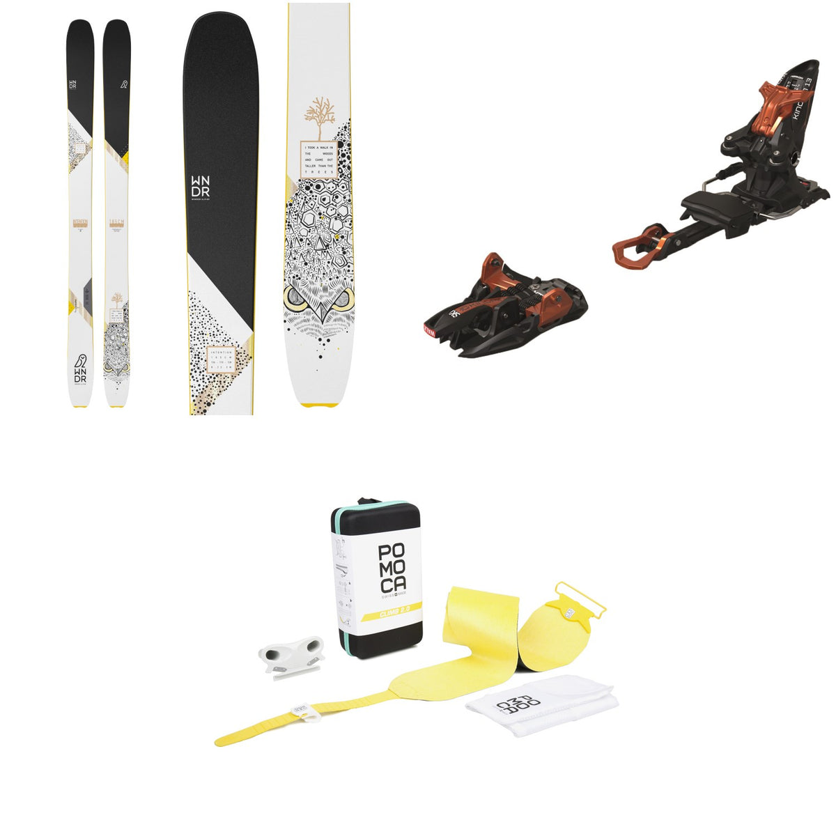 WNDR Alpine Intention 110 Camber Skis 2022 + Marker Kingpin 13 Alpine Touring Ski Bindings 2020 + Pomoca Climb 2.0 Climbing Skins