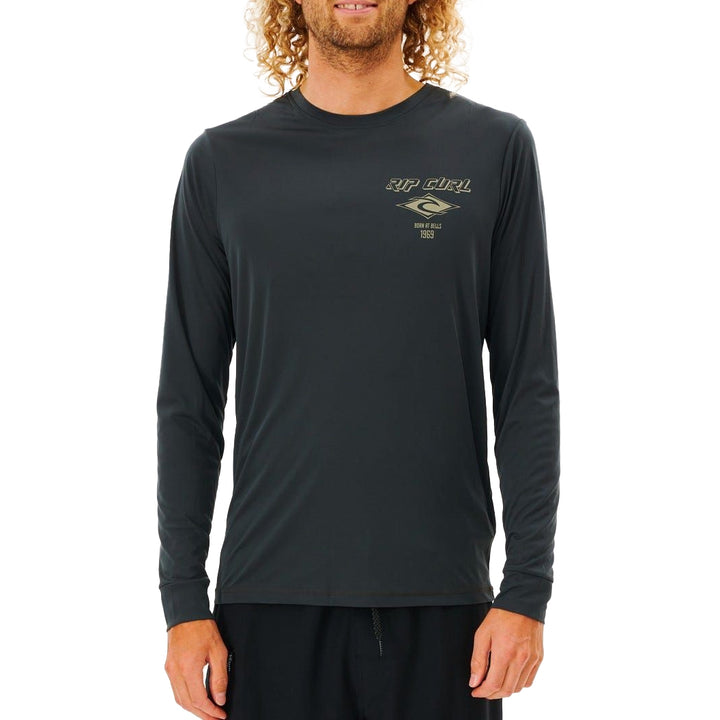Rip Curl Icons Surflite Long Sleeve Rashguard Washed Black