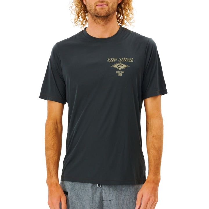 Rip Curl Icons Surflite Short Sleeve Rashguard Washed Black