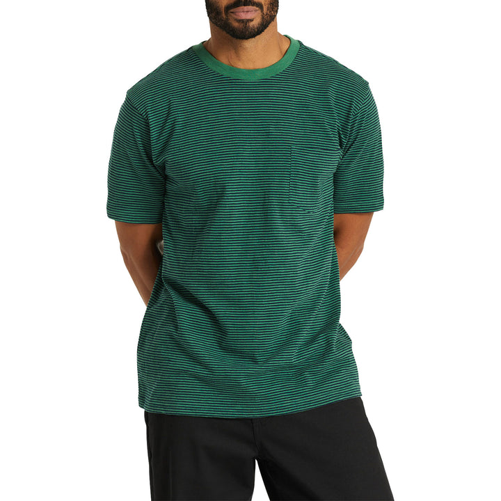 Brixton Hilt Slub Short-Sleeve Pocket Knit - Men's Kelly Green/Navy