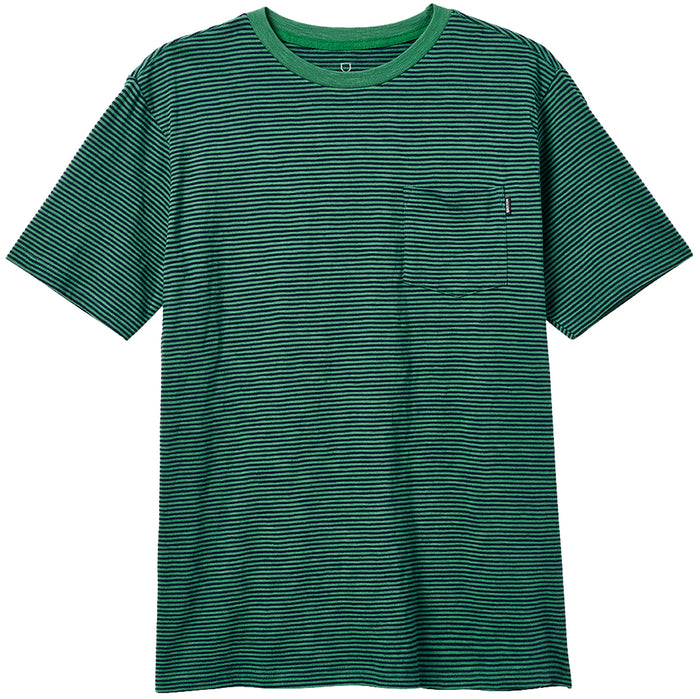 Brixton Hilt Slub Short-Sleeve Pocket Knit - Men's Kelly Green/Navy