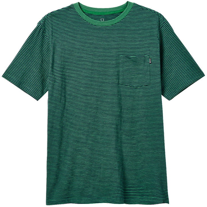 Brixton Hilt Slub Short-Sleeve Pocket Knit - Men's Kelly Green/Navy