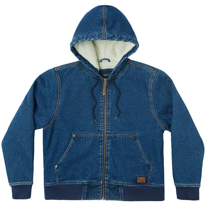 RVCA Chainmail Denim Hooded Jacket - Men's Rinse