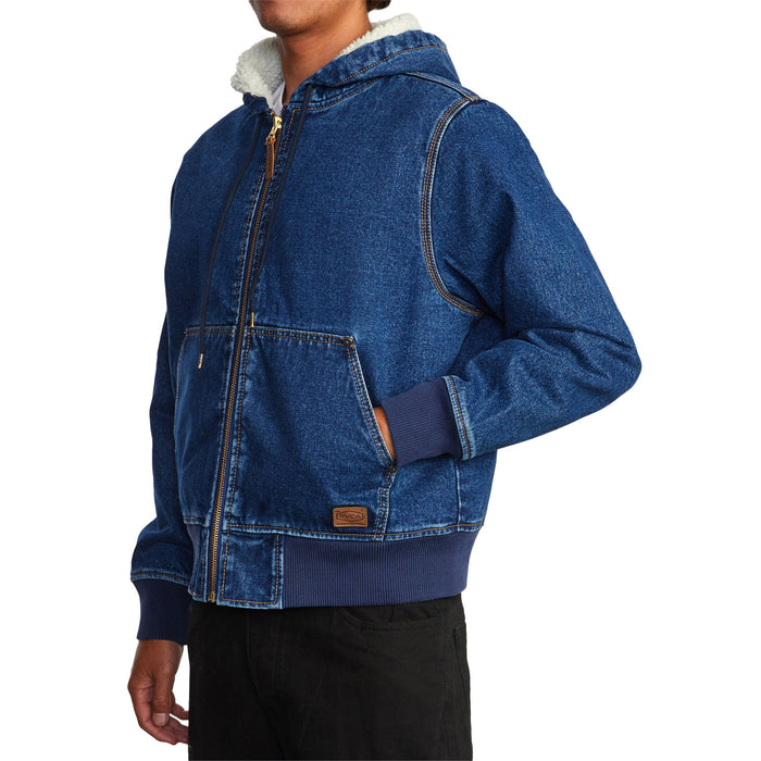 RVCA Chainmail Denim Hooded Jacket - Men's Rinse