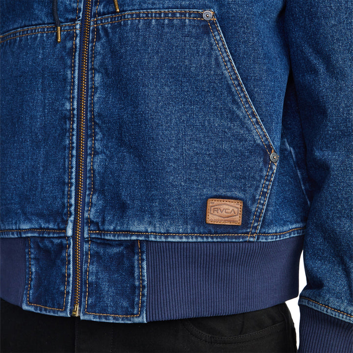RVCA Chainmail Denim Hooded Jacket - Men's Rinse