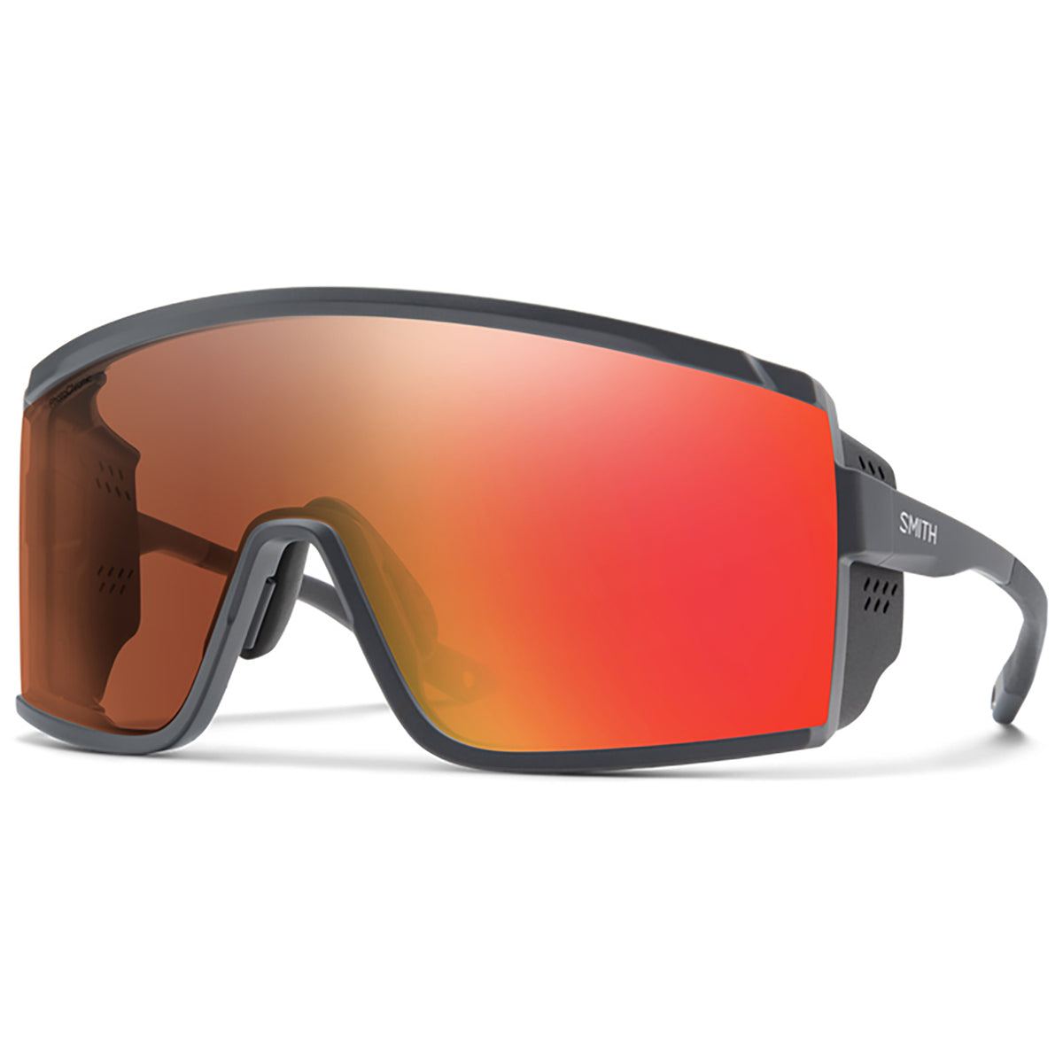 Smith Pursuit Sunglasses Matte Slate/ChromaPop Glacier Photochromic Copper To Gray With Red Mirror+Clear