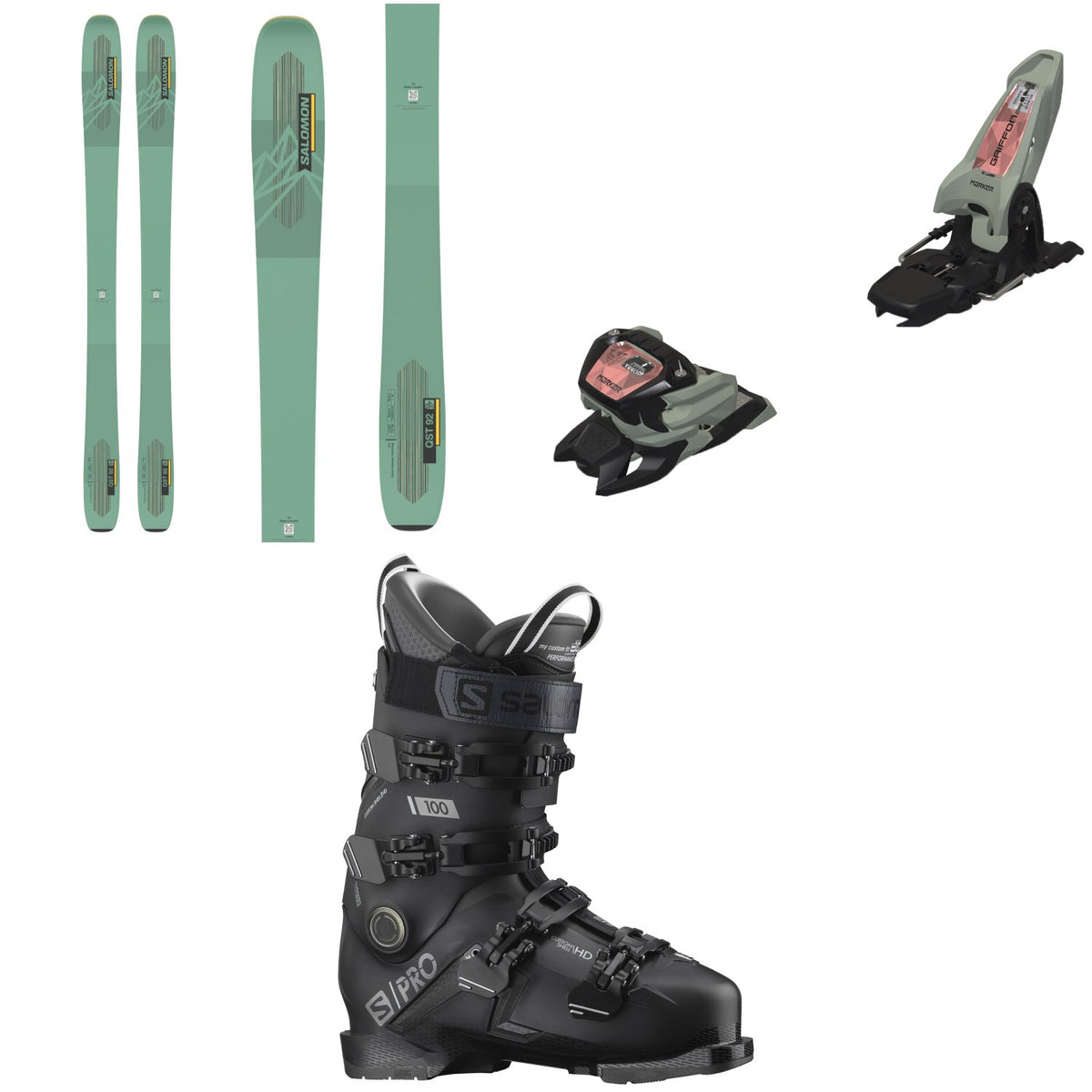 Salomon QST 92 Skis + Marker Griffon 13 ID Ski Bindings + Salomon S/Pro 100 GW Ski Boots 2023