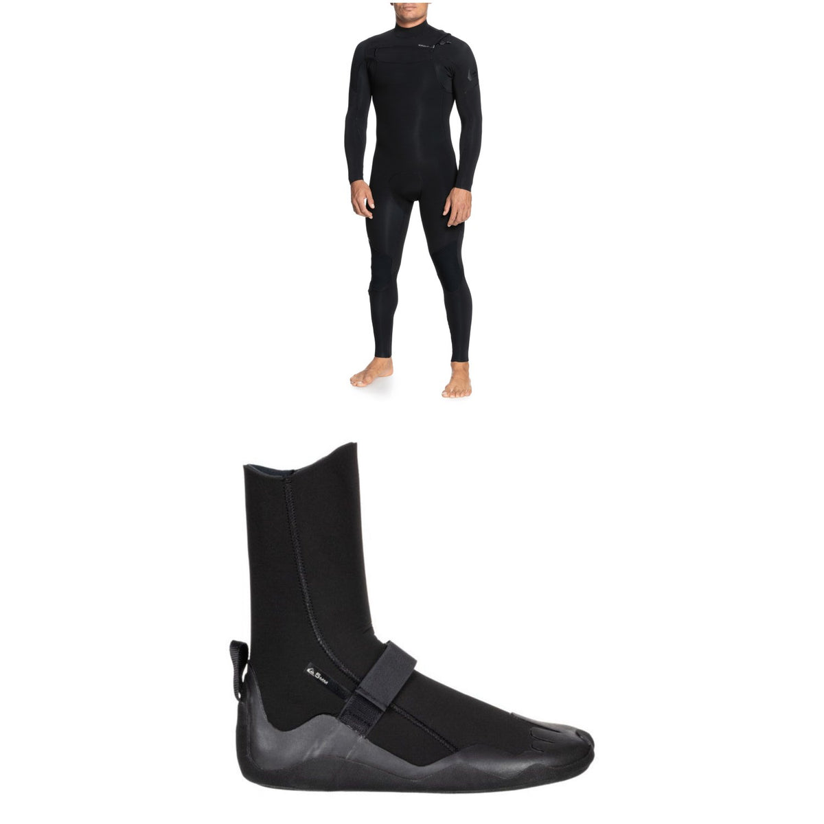 Quiksilver 5/4/3 Everyday Sessions Chest Zip GBS Wetsuit + 5mm Everyday Sessions Round Toe Wetsuit Boots