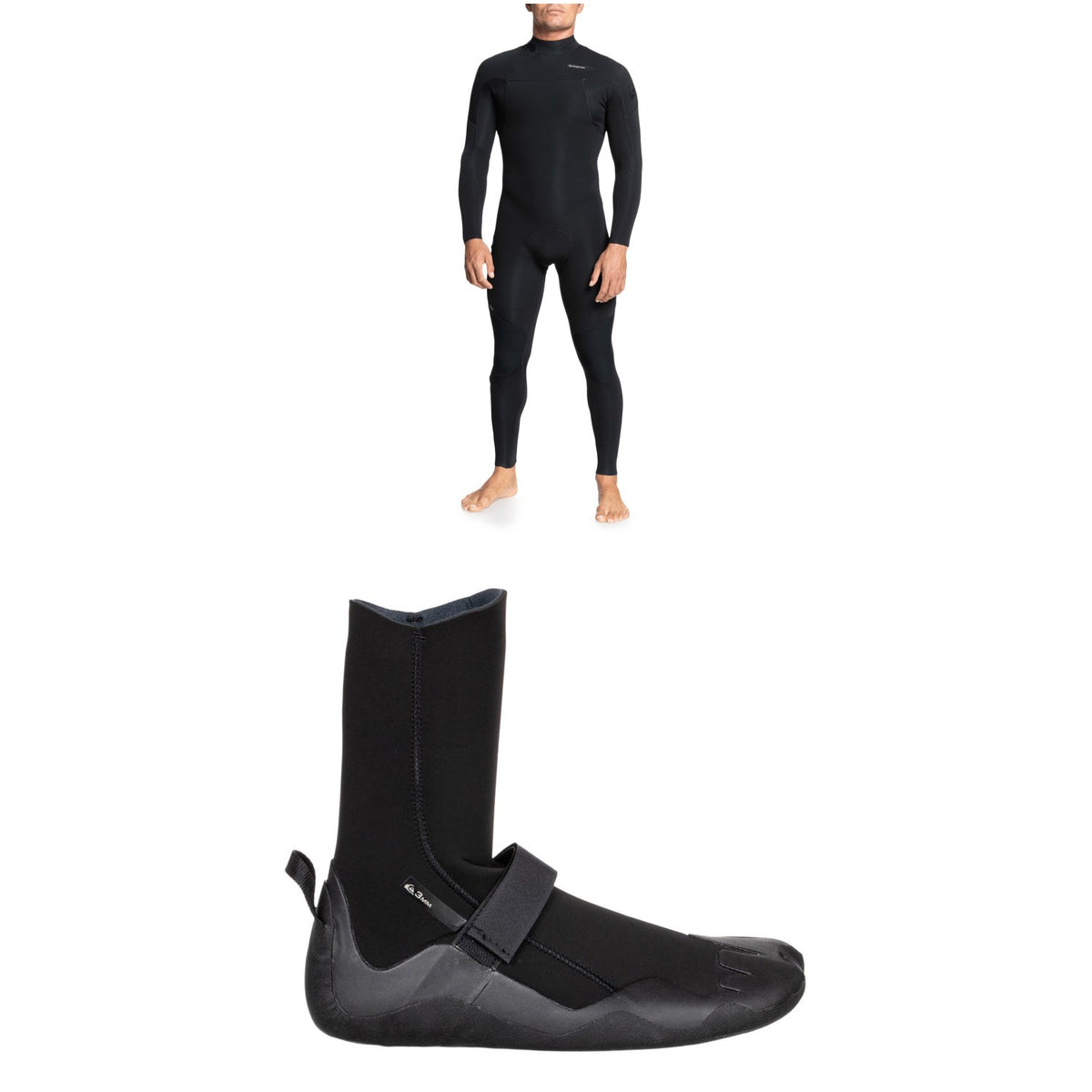Quiksilver 4/3 Everyday Sessions Back Zip GBS Wetsuit + 3mm Everyday Sessions Round Toe Wetsuit Boots