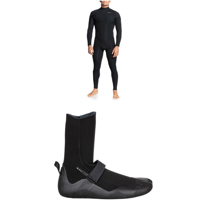 Quiksilver 4/3 Everyday Sessions Back Zip GBS Wetsuit + 3mm Everyday Sessions Round Toe Wetsuit Boots