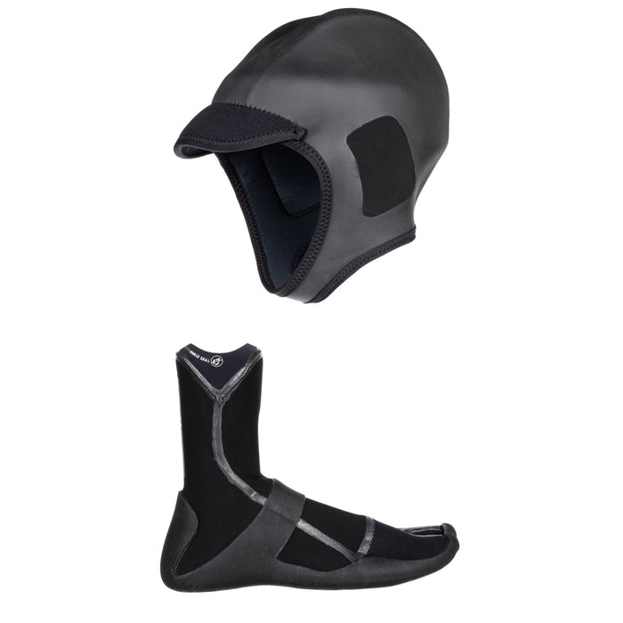 Quiksilver 2mm M-Sessions Surf Wetsuit Cap + 3mm Marathon Sessions Split Toe Wetsuit Boots