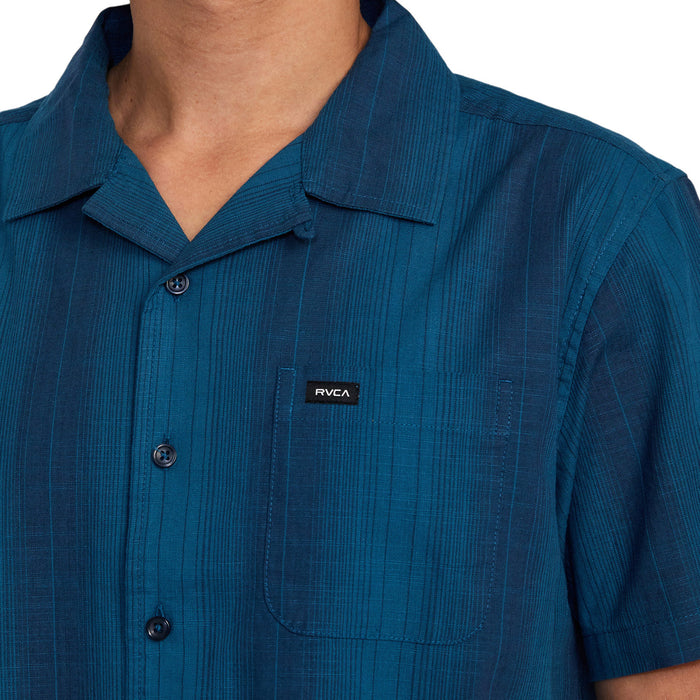 RVCA Mission Stripe Short-Sleeve Shirt - Men's Moody Blue