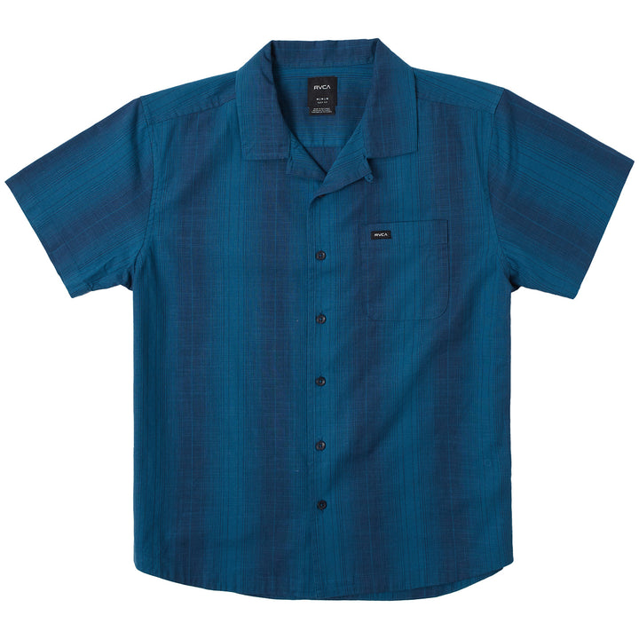 RVCA Mission Stripe Short-Sleeve Shirt - Men's Moody Blue