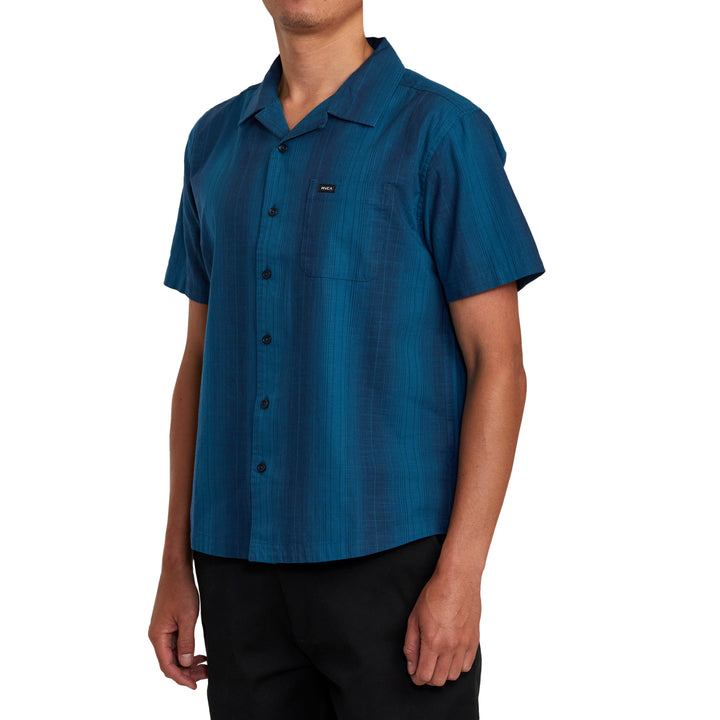 RVCA Mission Stripe Short-Sleeve Shirt - Men's Moody Blue
