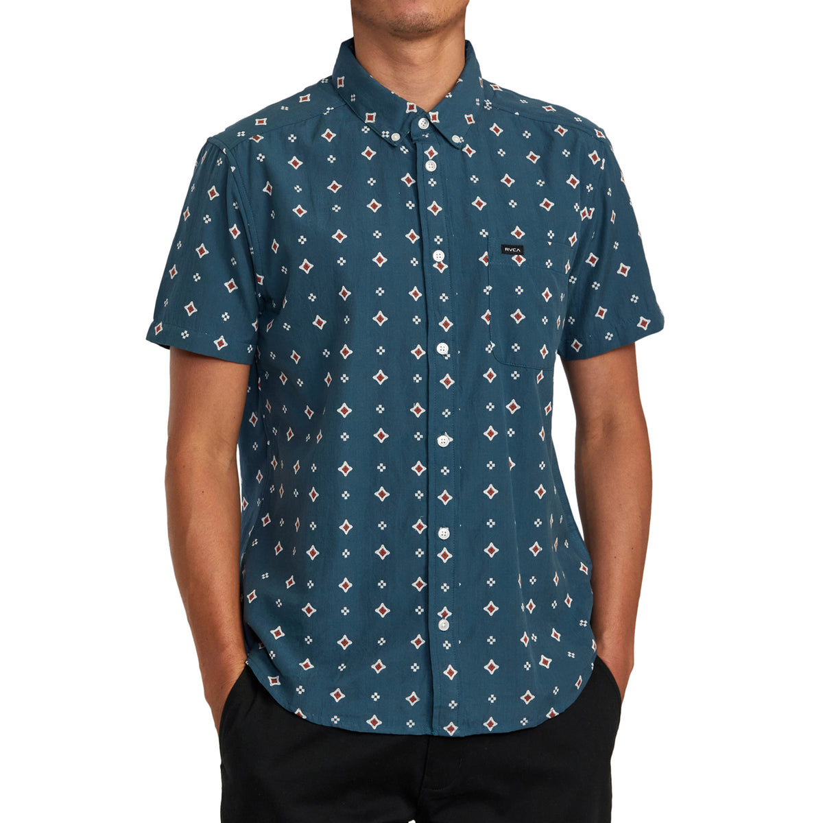 RVCA Thatll Do Dobby Short-Sleeve Shirt - Men's Duck Blue