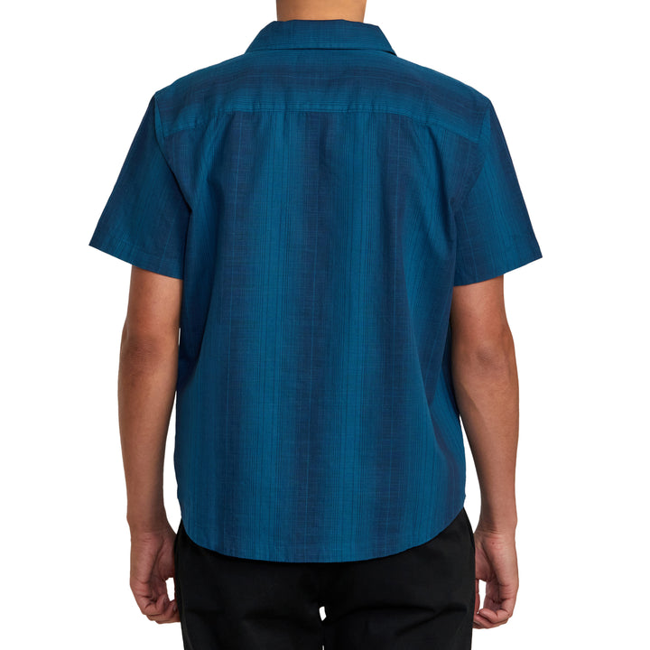 RVCA Mission Stripe Short-Sleeve Shirt - Men's Moody Blue