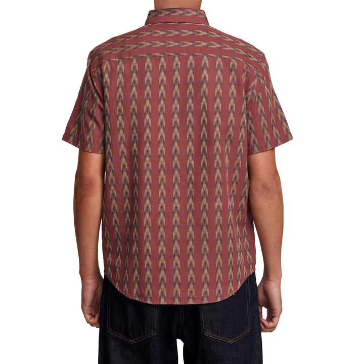 RVCA Upwards Ikat Short-Sleeve Shirt - Men's Oxblood Red