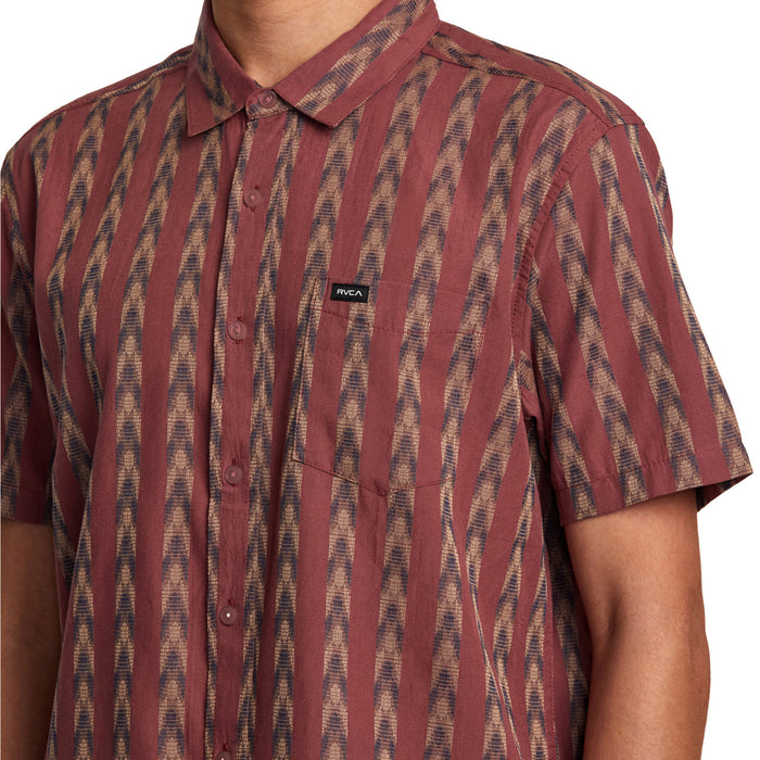 RVCA Upwards Ikat Short-Sleeve Shirt - Men's Oxblood Red