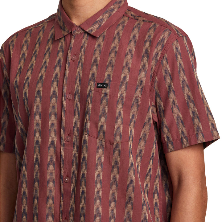 RVCA Upwards Ikat Short-Sleeve Shirt - Men's Oxblood Red