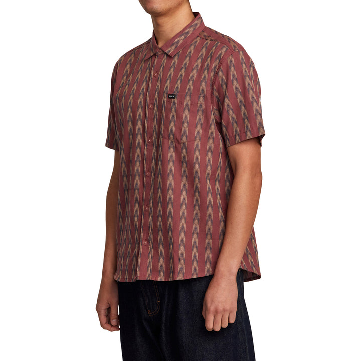 RVCA Upwards Ikat Short-Sleeve Shirt - Men's Oxblood Red