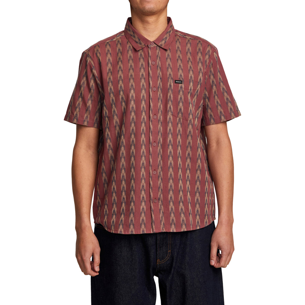RVCA Upwards Ikat Short-Sleeve Shirt - Men's Oxblood Red