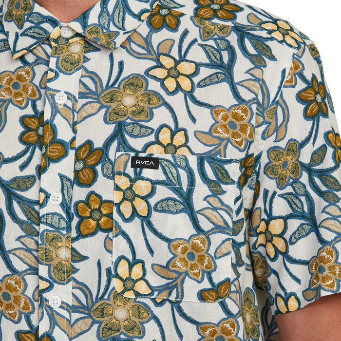 RVCA Evening Floral Short-Sleeve Shirt - Men's Silver Bleach