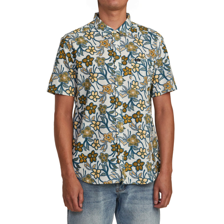 RVCA Evening Floral Short-Sleeve Shirt - Men's Silver Bleach