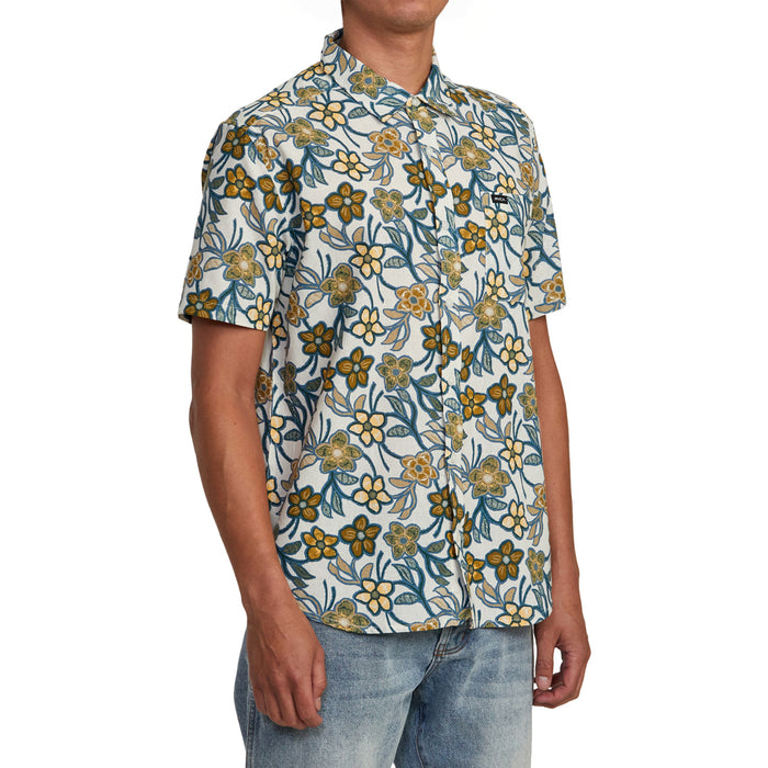 RVCA Evening Floral Short-Sleeve Shirt - Men's Silver Bleach