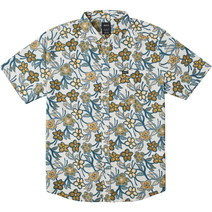 RVCA Evening Floral Short-Sleeve Shirt - Men's Silver Bleach