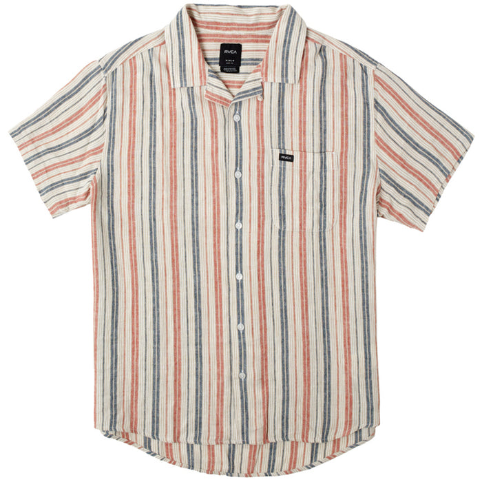 RVCA Satellite Stripe Short-Sleeve Shirt - Men's Khaki