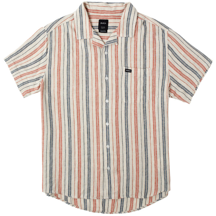 RVCA Satellite Stripe Short-Sleeve Shirt - Men's Khaki