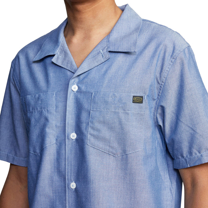 RVCA Day Shift Short-Sleeve Shirt - Men's Blue Chambray